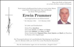 Traueranzeige Erwin Prummer