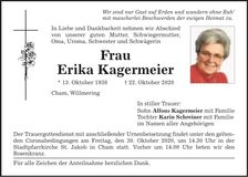 Traueranzeige Erika Kagermeier