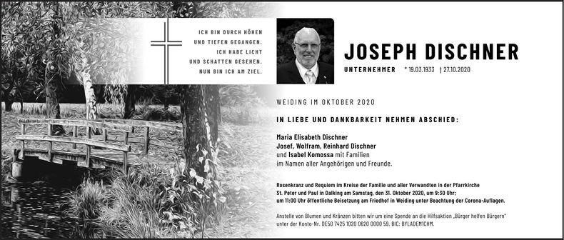 Traueranzeige Joseph Dischner