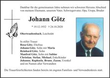 Traueranzeige Johann Götz