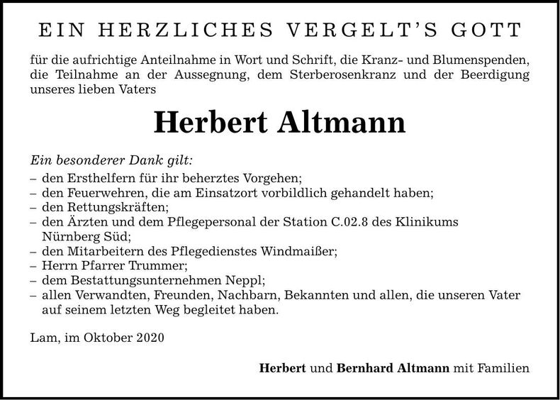 Traueranzeige Herbert Altmann