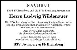 Traueranzeige Ludwig Wildenauer