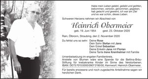 Traueranzeige Heinrich Obermeier