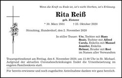 Traueranzeige Rita Reiß