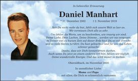 Traueranzeige Daniel Manhart