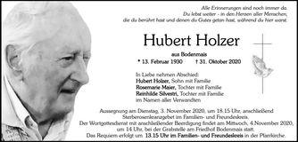 Traueranzeige Hubert Holzer