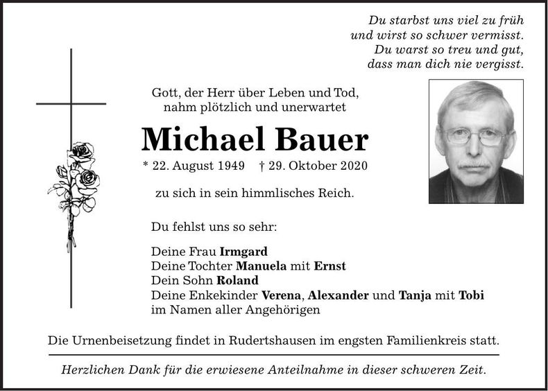 Traueranzeige Michael Bauer