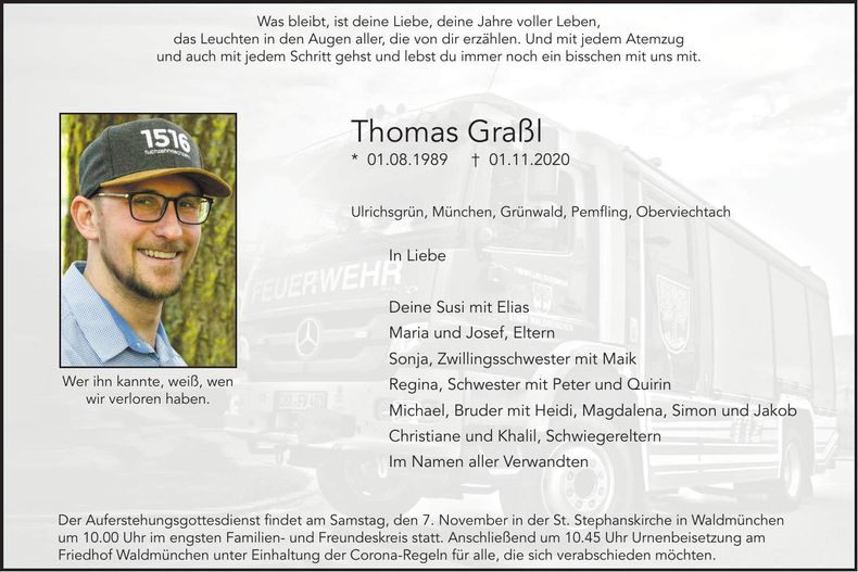 Traueranzeige Thomas Grassl