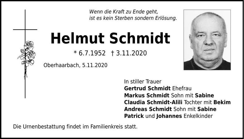 Traueranzeige Helmut Schmidt