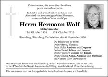 Traueranzeige Hermann Wolf