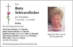 Traueranzeige Barbara Schwarzfischer