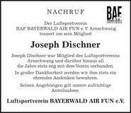Traueranzeige Joseph Dischner