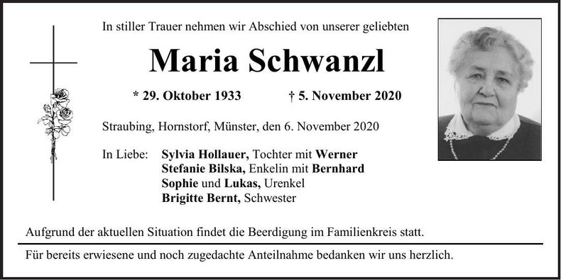 Traueranzeige Maria Schwanzl