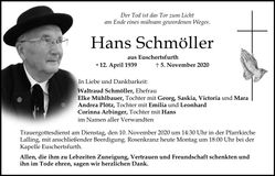 Traueranzeige Johann Schmöller