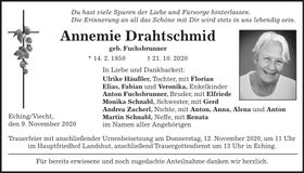 Traueranzeige Annemie Drahtschmid
