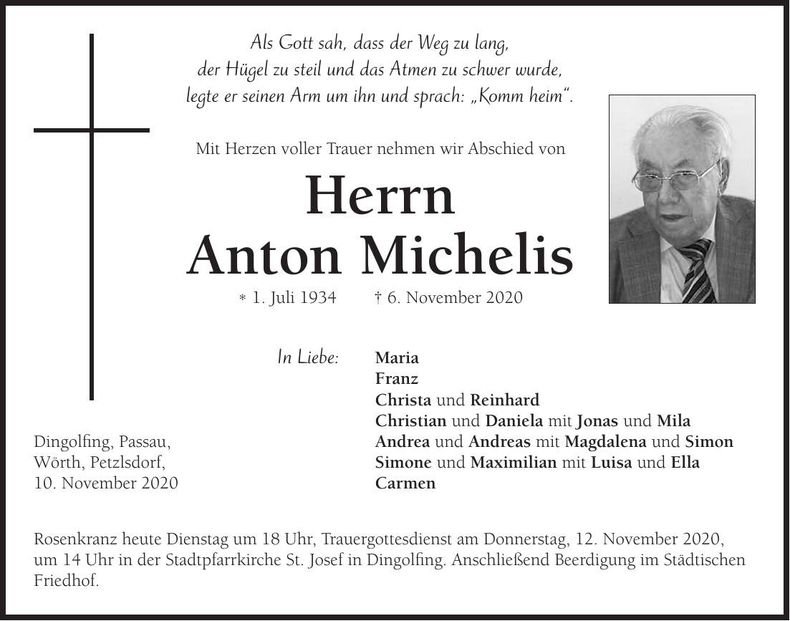 Traueranzeige Anton Michelis