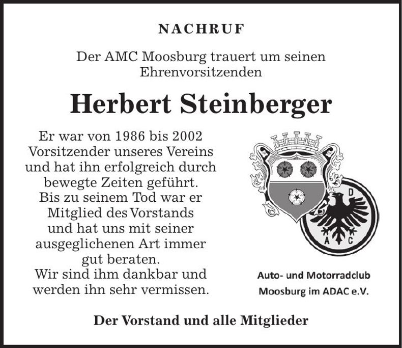 Traueranzeige Herbert Steinberger