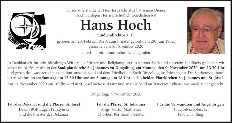 Traueranzeige Hans Hoch