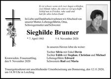 Traueranzeige Sieghilde Brunner