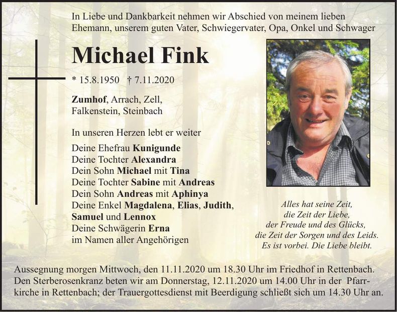 Traueranzeige Michael Fink
