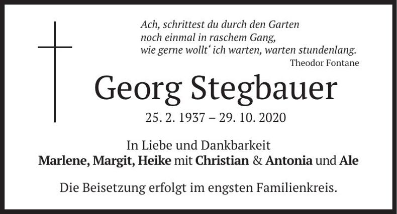 Traueranzeige Georg Stegbauer