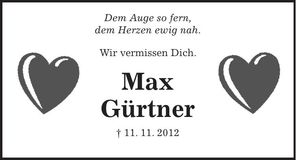 Traueranzeige Max Gürtner