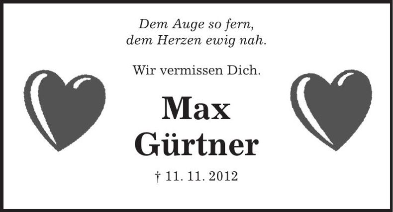 Traueranzeige Max Gürtner