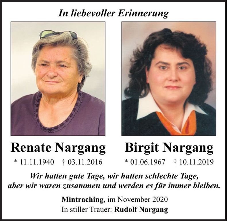 Traueranzeige Birgit Nargang