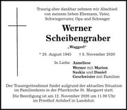 Traueranzeige Werner Scheibengraber