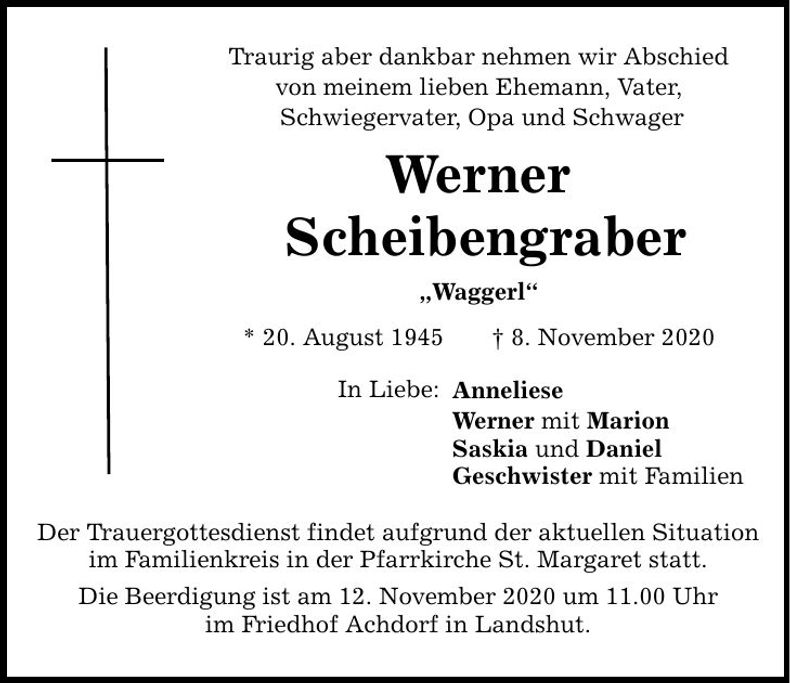 Traueranzeige Werner Scheibengraber