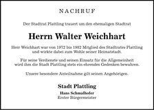 Traueranzeige Walter Weichhart