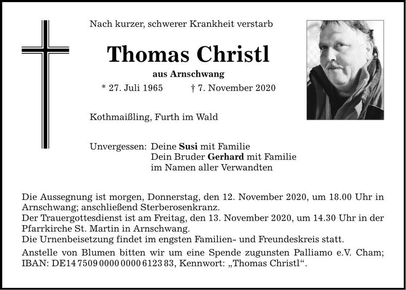 Traueranzeige Thomas Christl