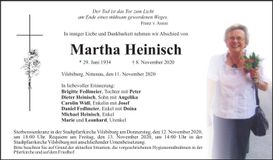 Traueranzeige Martha Heinisch