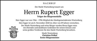 Traueranzeige Rupert Egger