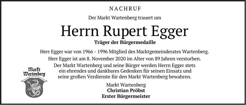 Traueranzeige Rupert Egger