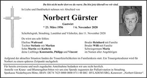 Traueranzeige Norbert Gürster