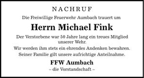 Traueranzeige Michael Fink