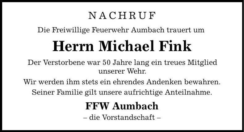 Traueranzeige Michael Fink