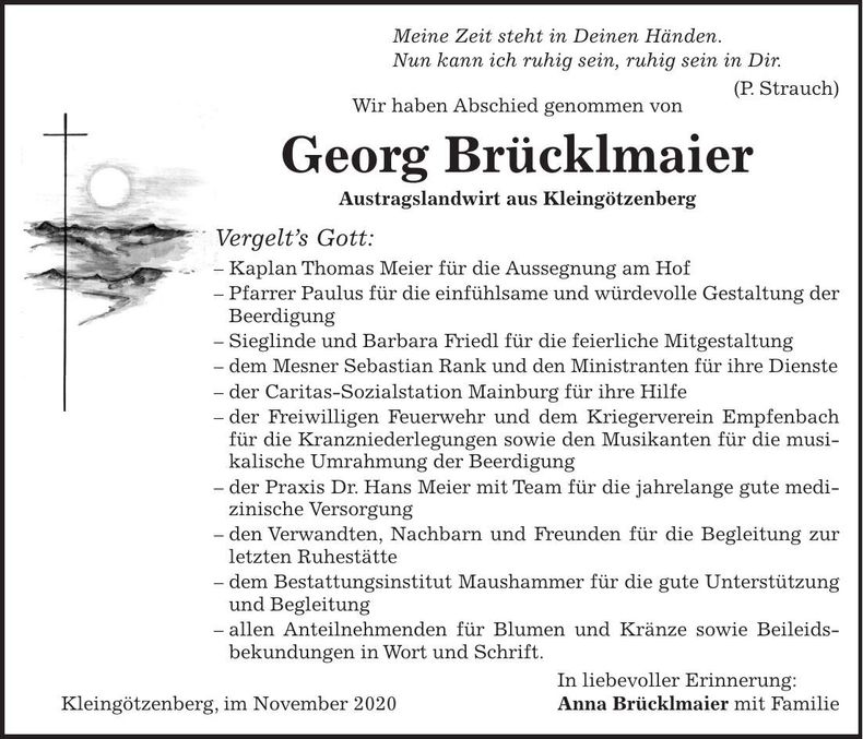 Traueranzeige Georg Brücklmaier
