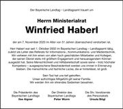 Traueranzeige Winfried Haberl