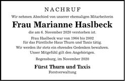 Traueranzeige Marianne Haslbeck