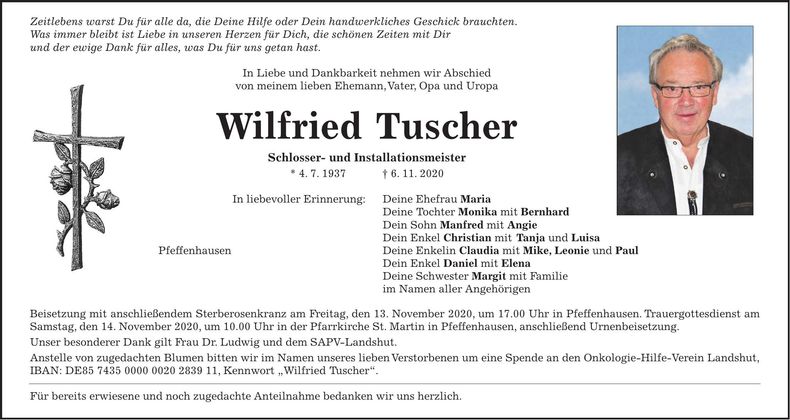Traueranzeige Wilfried Tuscher