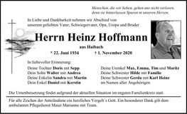 Traueranzeige Heinz Hoffmann
