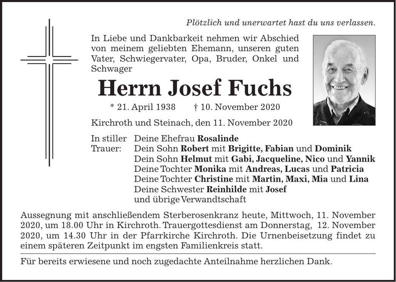 Traueranzeige Josef Fuchs