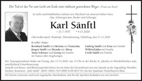 Traueranzeige Karl Sänftl