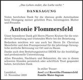 Traueranzeige Antonie Flommersfeld