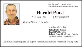 Traueranzeige Harald Pinkl