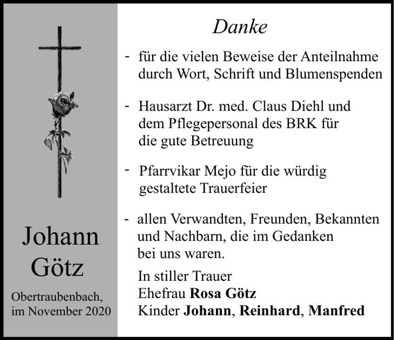 Traueranzeige Johann Götz