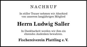 Traueranzeige Ludwig Saller