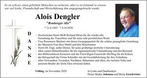 Traueranzeige Alois Dengler